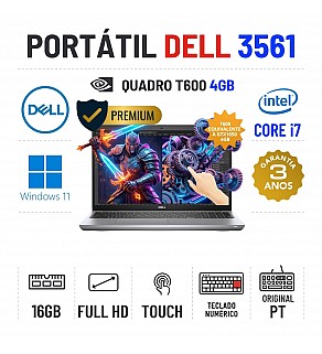 DELL PRECISION 3561 | 15.6" TOUCH FULLHD | I7-11800H | 16GB RAM | 240GB SSD | NVIDIA QUADRO T600 4GB = GTX1650-4GB | TECLADO NUMÉRICO