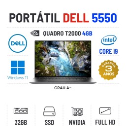 DELL PRECISION 5550 | 15.6" FULLHD | i9-10885H | 32GB RAM | 960GB SSD | QUADRO T2000 4GB