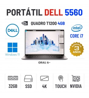 DELL PRECISION 5560 | 15.6" TOUCH 4K | i7-11850H | 32GB RAM | 480GB SSD | QUADRO T1200 4GB