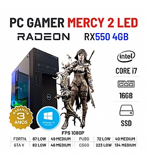 PC GAMER MERCY 2 LED COM COMANDO RX550-4GB i7-3770 16GB RAM SSD+HDD