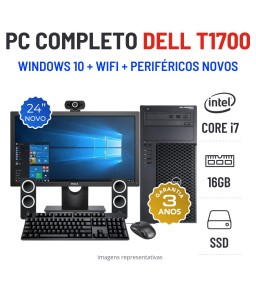 CONJUNTO PC DELL T1700 TOWER | I7-4770 | 16GB RAM | 240GB SSD COM MONITOR + ACESSORIOS