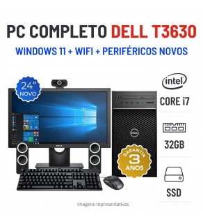 CONJUNTO PC DELL T3630 TOWER | I7-8700 | 32GB RAM | 480GB SSD COM MONITOR + ACESSORIOS