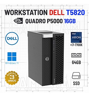 WORKSTATION DELL T5820 | XEON=I7-7700K | 64GB RAM | 480GB | QUADRO P5000 16GB