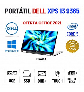 DELL XPS 13 9365 2-IN-1 | 13.3" TOUCH QHD+ | I5-7Y57 | 8GB RAM | 240GB SSD | BATERIA NOVA OFERTA OFFICE 2021