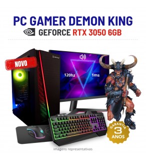 CONJUNTO GAMER DEMON KING | RTX3050-6GB | RYZEN 5 = i7-10700F | 16GB RAM | 480GB SSD COM MONITOR + ACESSORIOS