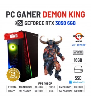 PC GAMER DEMON KING NOVO | RTX3050-6GB | RYZEN 5 = i7-10700F | 16GB RAM | 480GB SSD
