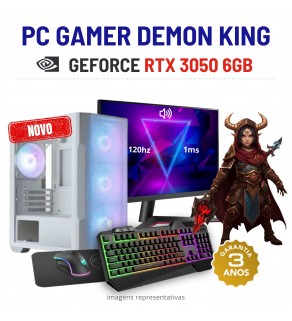 CONJUNTO GAMER DEMON KING NOVO | RTX3050-6GB | RYZEN 5 = i7-10700F | 16GB RAM | 480GB SSD COM MONITOR + ACESSORIOS