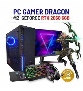 CONJUNTO GAMER DRAGON | RTX2060-6GB | XEON 10 CORES SUPERIOR I7-9700 | 16GB RAM | 480GB SSD COM MONITOR + ACESSORIOS