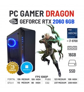 PC GAMER DRAGON NOVO | RTX2060-6GB | XEON 10 CORES SUPERIOR I7-9700 | 16GB RAM | 480GB SSD