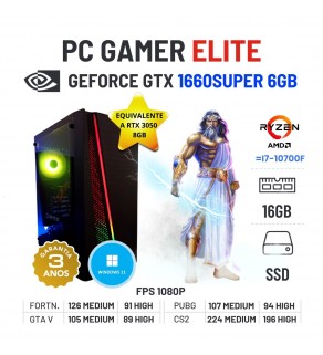 PC GAMER ELITE NOVO | GTX1660SUPER-6GB = RTX3050-8GB | RYZEN=i7-10700F | 16GB RAM | 480GB SSD OFERTA KIT TECLADO+RATO+TAPETE