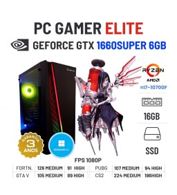 PC GAMER ELITE NOVO | GTX1660SUPER-6GB | RYZEN=i7-10700F | 16GB RAM | 480GB SSD