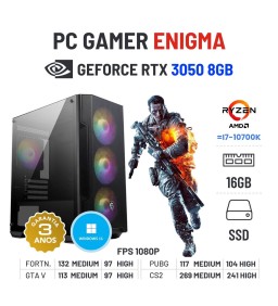 PC GAMER ENIGMA NOVO | RTX3050-8GB | RYZEN=i7-10700K | 16GB RAM | 480GB SSD