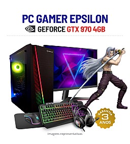 CONJUNTO GAMER EPSILON | GTX970-4GB | I5-4590T | 16GB RAM | 240GB SSD COM MONITOR + ACESSORIOS