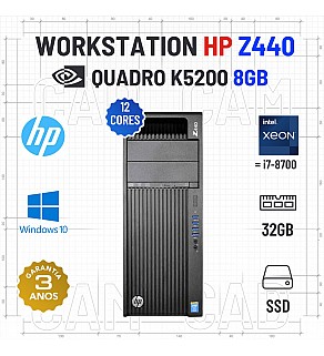 WORKSTATION HP Z440 | XEON 12 CORES = i7-8700 | 32GB RAM | 480GB SSD | QUADRO K5200 8GB