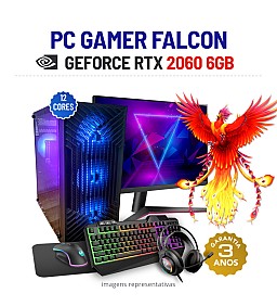 CONJUNTO GAMER FALCON | RTX2060-6GB | XEON 12 CORES SUPERIOR A I7-9700 | 16GB RAM | SSD+HDD COM MONITOR + ACESSORIOS