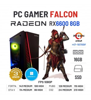 PC GAMER FALCON NOVO | RX6600-8GB | RYZEN=i7-10700F | 16GB RAM | 480GB SSD