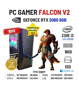 PC GAMER FALCON V2 NOVO | RTX2060-6GB SUPERIOR A RTX3050-8GB | i3-14GEN=I7-10700 | 16GB RAM | 240GB SSD