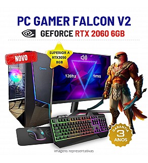 CONJUNTO GAMER FALCON V2 | RTX2060-6GB SUPERIOR A RTX3050-8GB | i3-14GEN=I7-10700 | 16GB RAM | 240GB SSD COM MONITOR + ACESSORIOS