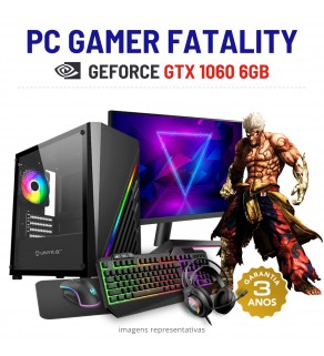 CONJUNTO GAMER FATALITY | GTX1060-6GB | I3-10GEN=I7-7700 | 16GB RAM | 240GB SSD COM MONITOR + ACESSORIOS