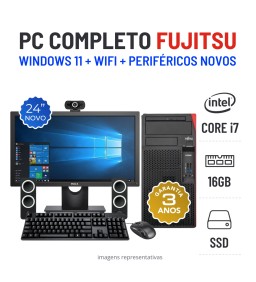 CONJUNTO FUJITSU ESPRIMO P557 | i7-6700T | 16GB RAM | 240GB SSD COM MONITOR + ACESSORIOS