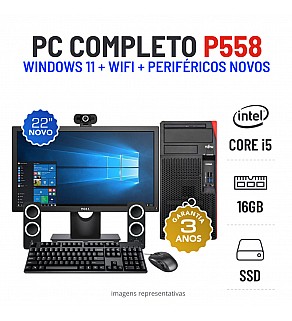 CONJUNTO FUJITSU ESPRIMO P558 | i5-8500 | 16GB RAM | 240GB SSD COM MONITOR + ACESSORIOS