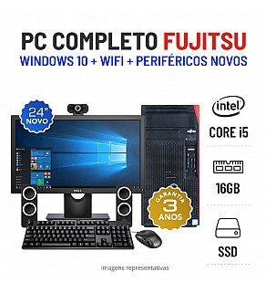 CONJUNTO FUJITSU ESPRIMO P757 | i5-7400 | 16GB RAM | 240GB SSD COM MONITOR + ACESSORIOS