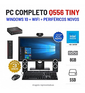 CONJUNTO PC FUJITSU Q556 MICRO/MINI | G4560T=i5-3470T | 8GB RAM | SSD COM MONITOR + ACESSORIOS