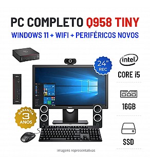 CONJUNTO PC FUJITSU Q958 MICRO/MINI | I5-8500T | 16GB RAM | 240GB SSD COM MONITOR + ACESSORIOS