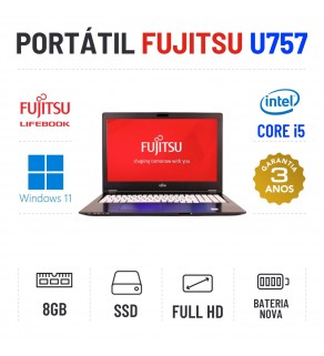 FUJITSU LIFEBOOK U757 | 15.6" FULLHD | i5-6200U | 8GB RAM | 480GB SSD | BATERIA NOVA