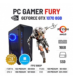 PC GAMER FURY NOVO | GTX1070-8GB | RYZEN 5 4500 | 16GB RAM | 480GB SSD
