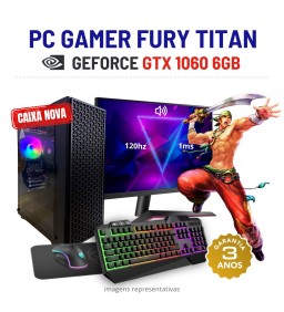 CONJUNTO GAMER FURY TITAN | GTX1060-6GB | XEON=I7-8700K | 16GB RAM | 240GB SSD COM MONITOR + ACESSORIOS