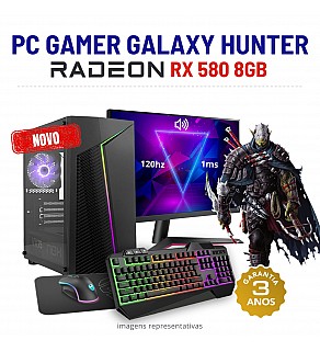 CONJUNTO GAMER GALAXY HUNTER | RX580-8GB | I3-12GEN=I7-9700 | 16GB RAM | 240GB SSD COM MONITOR + ACESSORIOS