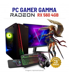 CONJUNTO GAMER GAMMA | RX560-4GB | XEON=I7-7700 | 16GB RAM | 240GB SSD COM MONITOR + ACESSORIOS