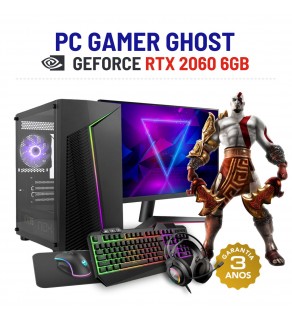 CONJUNTO GAMER GHOST | RTX2060-6GB | RYZEN=i7-10700F | 16GB RAM | 480GB SSD COM MONITOR + ACESSORIOS