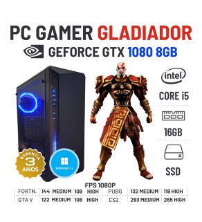 PC GAMER GLADIADOR NOVO | GTX1080-8GB | i5-11400F | 16GB RAM | 480GB SSD