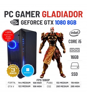 PC GAMER GLADIADOR NOVO | GTX1080-8GB | i5-11400F | 16GB RAM | 480GB SSD