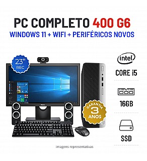 CONJUNTO HP PRODESK 400 G6 SFF | i5-8400 | 16GB RAM | 480GB SSD COM MONITOR + ACESSORIOS
