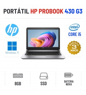 HP PROBOOK 430 G3 | 13.3" | i5-6200U | 8GB RAM | SSD | BATERIA NOVA