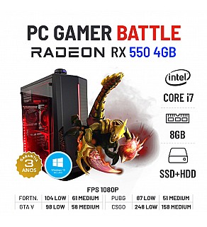 PC GAMER BATTLE RX550-4GB i7-4770 8GB RAM SSD+HDD