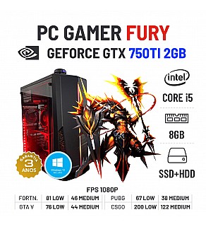 PC GAMER FURY GTX750TI-2GB i5-4570 8GB RAM SSD+HDD