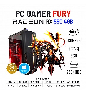 PC GAMER FURY RX550-4GB i5-4570 8GB RAM SSD+HDD