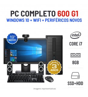 CONJUNTO PC HP PRODESK 600 G1 i7-4770 8GB RAM SSD+HDD COM MONITOR + ACESSÓRIOS
