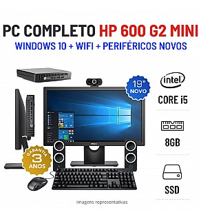 CONJUNTO PC HP 600 G2 MICRO/MINI i5-6400 COM MONITOR + ACESSORIOS