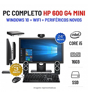 CONJUNTO PC HP 600 G4 MINI i5-8500T COM MONITOR + ACESSORIOS