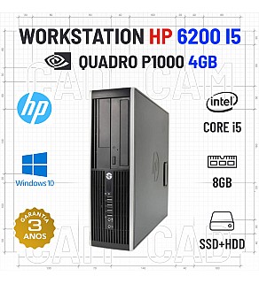 WORKSTATION HP ELITE 6200 SFF i5-2400 8GB RAM SSD+HDD QUADRO P1000-4GB 