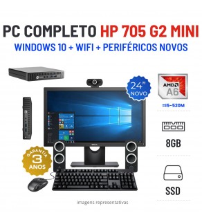 CONJUNTO HP 705 G2 MINI | AMD=I5-520M | 8GB RAM | SSD COM MONITOR + ACESSORIOS