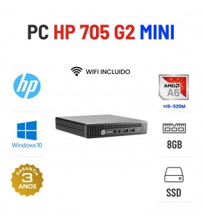 HP ELITEDESK 705 G2 MINI | AMD=I5-520M | 8GB RAM | SSD