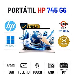 HP ELITEBOOK 745 G6 | 14" TOUCH FULLHD | RYZEN 5 PRO = I7-8665U | 16GB RAM | 240GB SSD | VEGA 8 | OFERTA DE OFFICE 2021