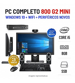 CONJUNTO PC HP 800 G2 MICRO/MINI | i5-6500T | 8GB RAM | 240GB SSD COM MONITOR + ACESSORIOS