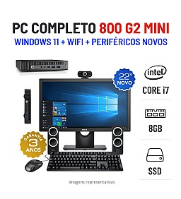 CONJUNTO PC HP 800 G2 MICRO/MINI | i7-6700 | 8GB RAM | 240GB SSD COM MONITOR + ACESSORIOS
